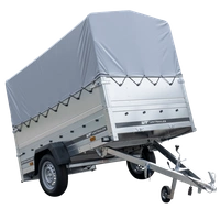 Přívěs za auto na pružinách 230x125 UNITRAILER GARDEN 230/R KIPP s bočnicemi BIS, rámem H-800 a šedým krytem