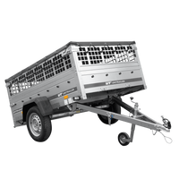 Jednonápravový přívěs 200x125 UNITRAILER GARDEN 201 KIPP s pletivovými bočnicemi a šedou plachtou