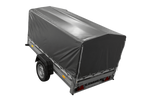 Jednonápravový přívěs s hliníkovými bočnicemi 230x125 Unitrailer Garden 230 KIPP ALU s rámem H-800 a šedým krytem