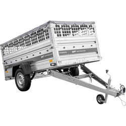 Lehký přívěs na pružinách 230x125 UNITRAILER FORCE 230/R KIPP s pletivovými bočnicemi, rámem H-0 a šedým krytem