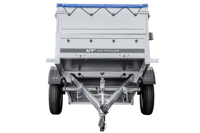 Přívěs za auto 200x106 UNITRAILER GARDEN 200 KIPP s bočnicemi BIS, rámem H-0 a modrým krytem