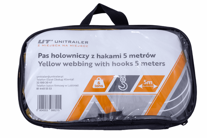 Tažné lano s háky Tažný popruh UNITRAILER 5m/50mm/6t žlutý