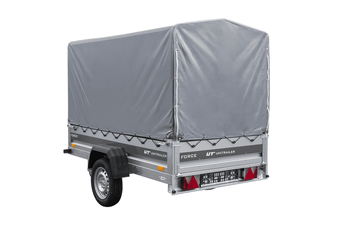 Lehký přívěs 230x125 UNITRAILER FORCE 230 KIPP s rámem H-1100 a šedou plachtou