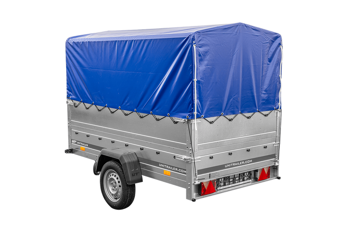 Přívěs za auto 230x125 UNITRAILER GARDEN 230 FD s bočnicemi BIS, rámem H-800 a modrým krytem