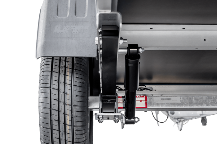 Přívěs za auto na pružinách 230x125 UNITRAILER GARDEN 230/R KIPP s bočnicemi BIS, rámem H-800 a šedým krytem