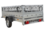 Jednonápravový přívěs na pružinách 264x125 UNITRAILER GARDEN 264/R KIPP s pletivovými bočnicemi, rámem H-0 a šedou plachtou