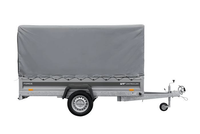 Jednonápravový přívěs na pružinách 264x125 UNITRAILER FORCE 264/R KIPP s rámem H-1100 a šedým krytem
