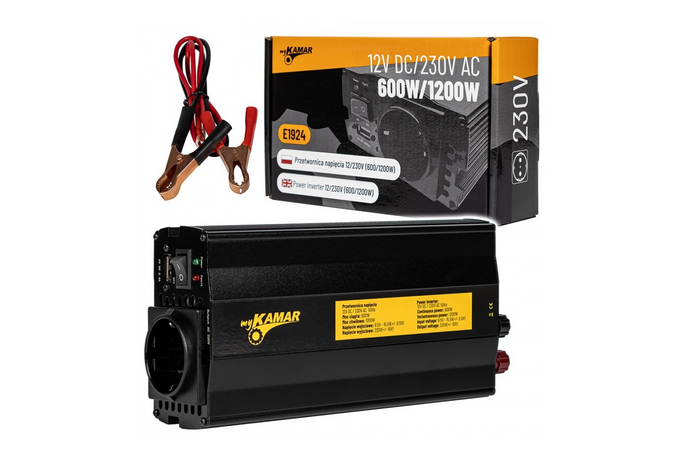 Měnič napětí 12V/230V (600/1200W) KAMAR E1924