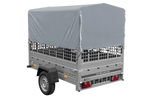 Jednonápravový přívěs 200x125 UNITRAILER GARDEN 201 KIPP s pletivovými bočnicemi, rámem H-800 a šedým krytem