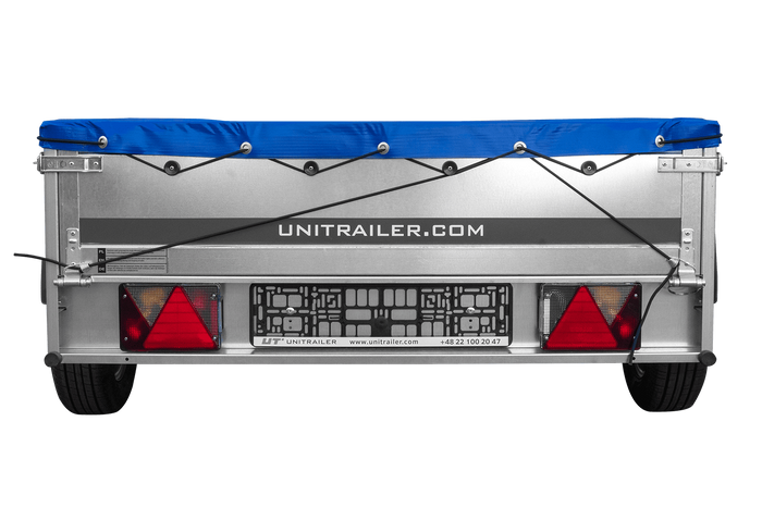 Přívěs za auto na pružinách 200x125 UNITRAILER GARDEN 201/R KIPP s rámem H-0 a modrým krytem