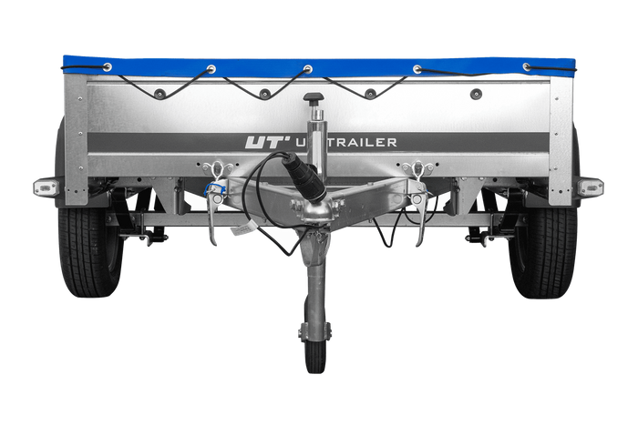 Přívěs za auto na pružinách 200x125 UNITRAILER GARDEN 201/R KIPP s rámem H-0 a modrým krytem