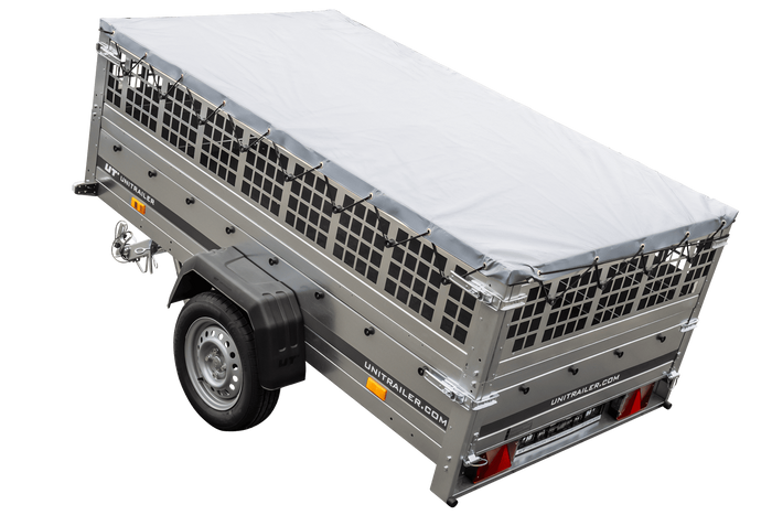 Přívěs Garden Trailer 230 KIPP s síťovanými BIS bočnicemi, rámem H-0 a šedou plachtou