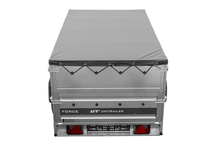 Lehký přívěs 230x125 UNITRAILER FORCE 230 KIPP s bočnicemi BIS, rámem H-0 a šedou plachtou