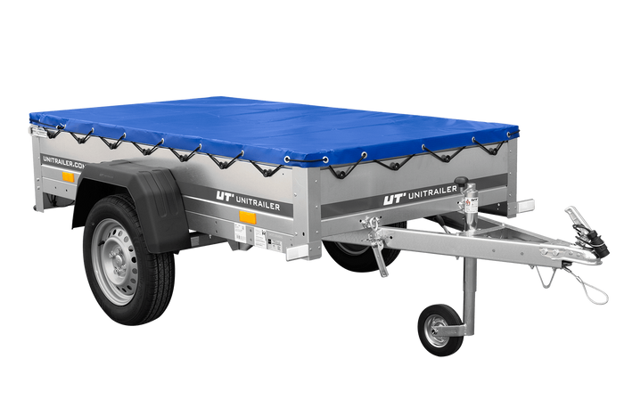 Přívěs Garden Trailer 200 Kipp s rámem H-0 a modrou plachtou