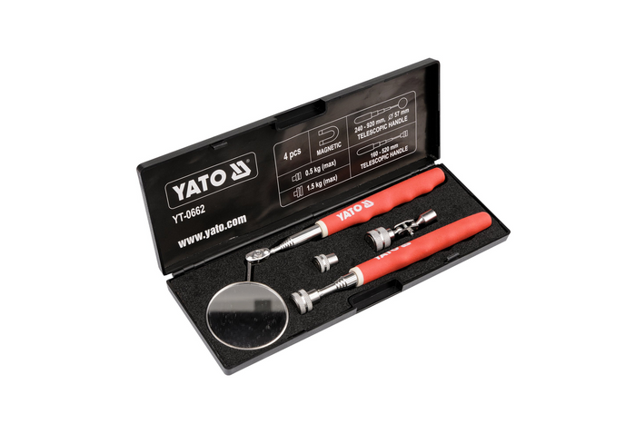 Inspekční sada YATO YT-0662, zrcátko, úchyt, 3 vyměnitelné koncovky