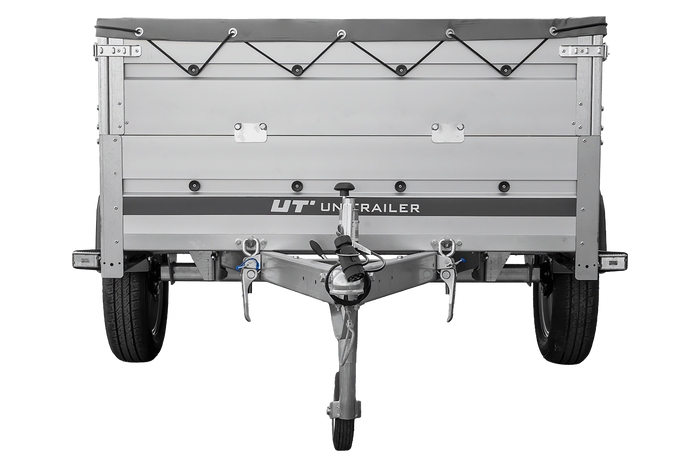 Přívěs za auto s hliníkovými bočnicemi 200x125 Unitrailer Garden 201 KIPP ALU s bočnicemi BIS, rámem H-0 a šedým krytem