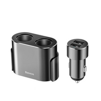 BASEUS vysoce účinná nabíječka do auta 2x USB + 2x zásuvka do zapalovače cigaret 80W