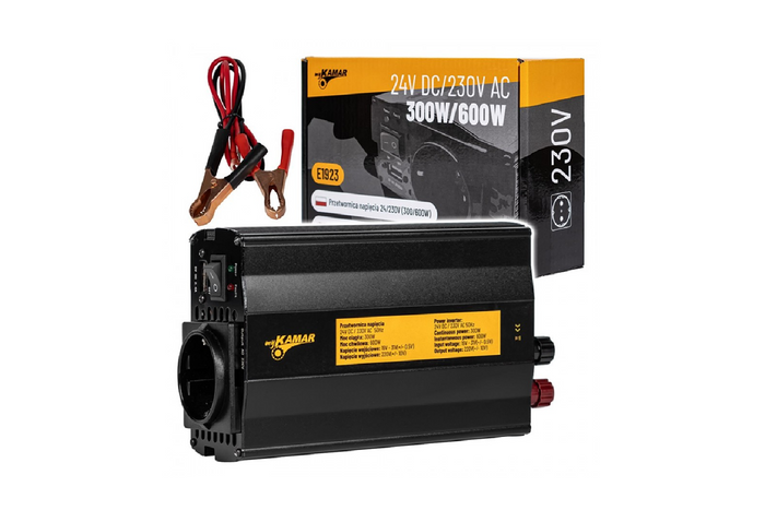 Měnič napětí 24V/230V (300/600W) KAMAR E1923