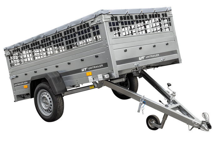 Přívěs Garden Trailer 230 KIPP s síťovanými BIS bočnicemi, rámem H-0 a šedou plachtou