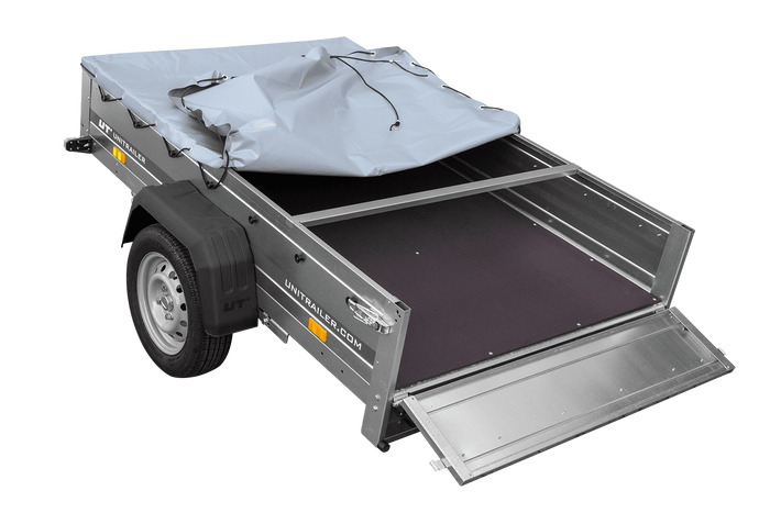 Přívěs za auto na pružinách 200x125 UNITRAILER GARDEN 201/R KIPP s rámem H-0 a šedým krytem