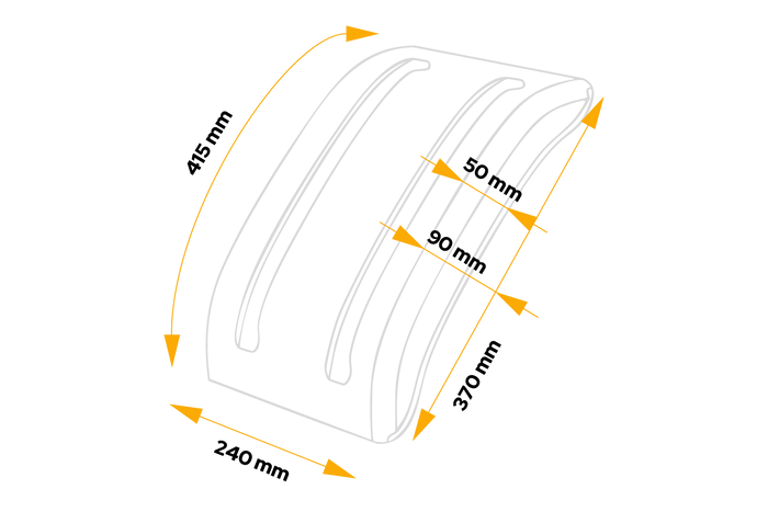 Polovina blatníku pro přívěs DOMAR D10224 podběh kola 370/240 mm