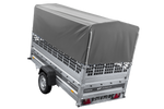 Přívěs za auto na pružinách 264x125 UNITRAILER FORCE 264/R KIPP s pletivovými bočnicemi, rámem H-800 a šedým krytem