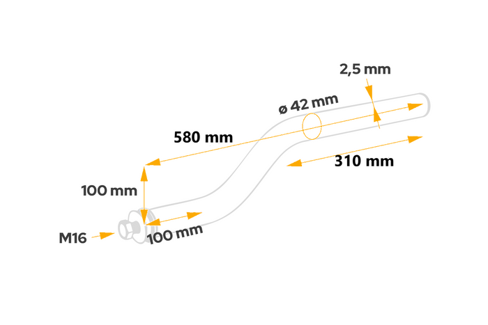 Ohýbaná trubka pro montáž blatníku DOMAR DK8024, průměr konzoly 42mm, délka 580mm