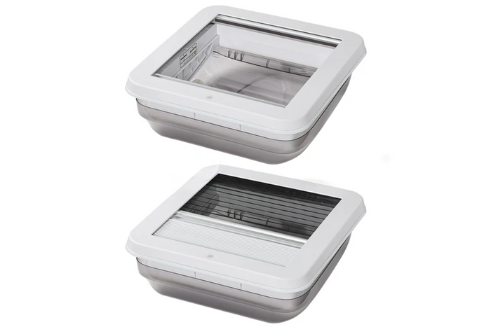 Střešní okno ProPlus 610905V01 pro karavany, střešní větrací otvor s LED osvětlením 400x400 mm