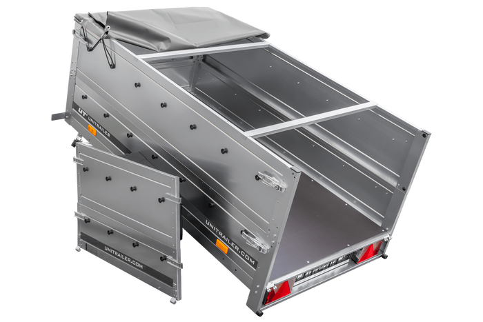 Přívěs Garden Trailer 200 Kipp s BIS bočnicemi, rámem H-0 a šedou plachtou