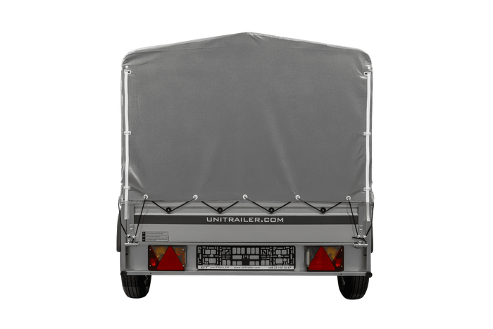 Jednonápravový přívěs s hliníkovými bočnicemi 230x125 Unitrailer Garden 230 KIPP ALU s rámem H-800 a šedým krytem