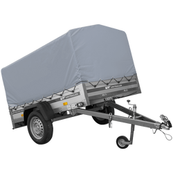 Jednonápravový přívěs s hliníkovými bočnicemi 200x125 Unitrailer Garden 201 KIPP ALU s rámem H-800 a šedým krytem