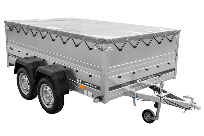 Dvounápravový přívěs 264x150 UNITRAILER GARDEN 265/2 KIPP s bočnicemi BIS, rámem H-0 a šedou plachtou