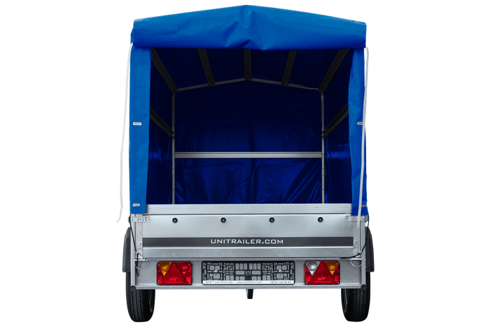 Přívěs pro auto 264x125 UNITRAILER GARDEN 264 KIPP s rámem H-1100 a modrým krytem