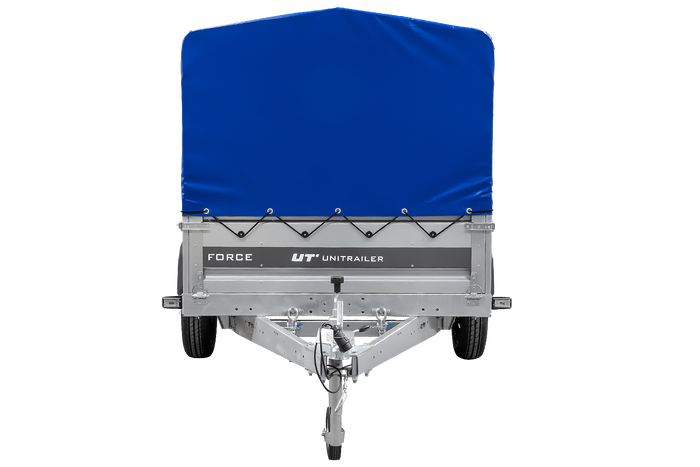 Přívěs pro auto 264x125 UNITRAILER FORCE 264 KIPP s rámem H-800 a modrým krytem