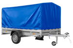 Přívěs za auto na pružinách 264x150 UNITRAILER GARDEN 265/R KIPP s rámem H-1100 a modrým krytem