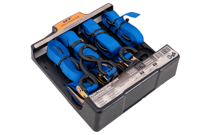 Sada čtyř přepravních pásů UNITRAILER s napínákem 4m/25mm/0,68t modrá