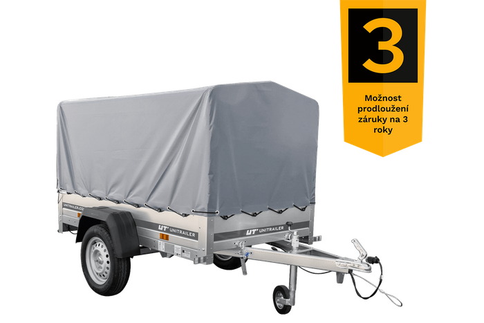 Přívěs pro auto 200x106 UNITRAILER GARDEN 200 KIPP s rámem H-800 a šedou plachtou