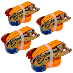 Sada čtyř oranžových přepravních pásů UNITRAILER 4m/25mm/1t s napínákem