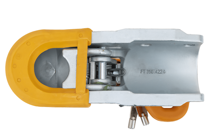 Kulové tažné zařízení STEELPRESS BC-3500E-00-02+SD pro přívěs o hmotnosti 3500 kg s ojí z litinové trubky o průměru 60,5 mm