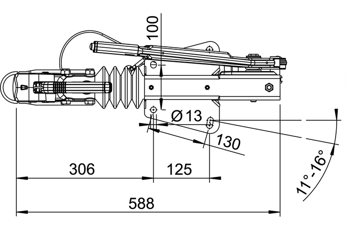 Nájezdové zařízení AL-KO 60S/2 se závěsem AK161 pro přívěs 750 kg s ojí typu V