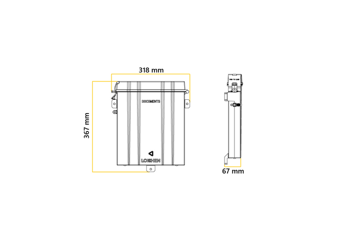 Krabice na dokumenty LOKHEN RIGHT pro přívěs nákladního auta 367x318mm