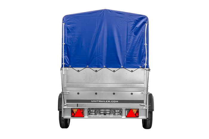 Přívěs za auto 230x125 UNITRAILER GARDEN 230 FD s bočnicemi BIS, rámem H-800 a modrým krytem