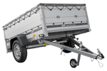 Přívěs za auto s hliníkovými bočnicemi 200x125 Unitrailer Garden 201 KIPP ALU s bočnicemi BIS, rámem H-0 a šedým krytem