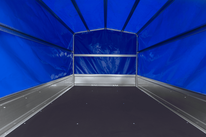 Dvounápravový přívěs 264x150 UNITRAILER GARDEN 265/2 KIPP s rámem H-1100 a modrým krytem