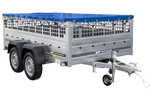 Lehký přívěs 264x150 UNITRAILER GARDEN 265/2 KIPP s pletivovými bočnicemi, rámem H-0 a modrým krytem