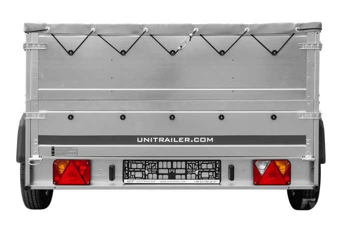 Dvounápravový přívěs 264x150 UNITRAILER GARDEN 265/2 KIPP s bočnicemi BIS, rámem H-0 a šedou plachtou