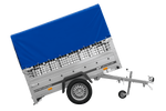 Přívěs za auto 200x125 UNITRAILER GARDEN 201 KIPP s pletivovými bočnicemi, rámem H-800 a šedou plachtou