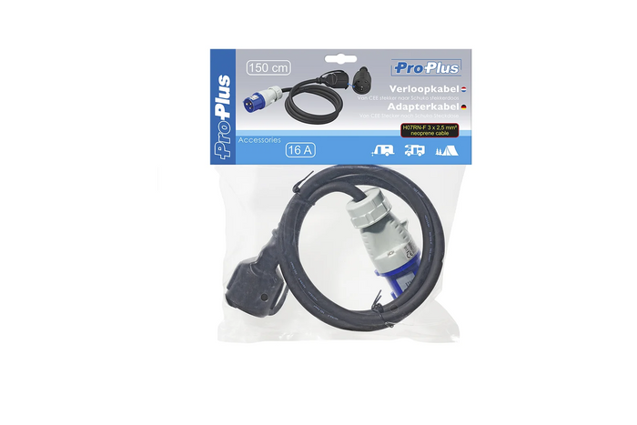 Adaptér s CEE zástrčkou a zásuvkou s ochranným kontaktem 16A 230V ProPlus 373530DE s kabelem 150 cm