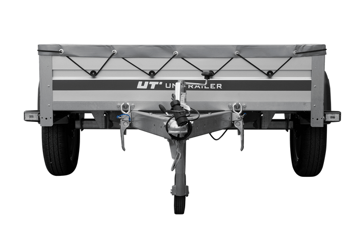 Jednonápravový přívěs s hliníkovými bočnicemi 200x125 Unitrailer Garden 201 KIPP ALU s rámem H-0 a šedým krytem