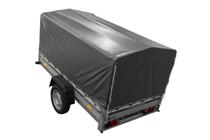 Jednonápravový přívěs s hliníkovými bočnicemi 230x125 Unitrailer Garden 230 KIPP ALU s rámem H-800 a šedým krytem